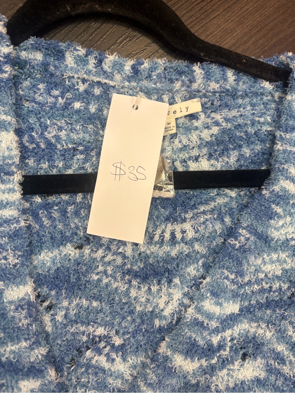 Blue Marled Cropped Button-Front Sweater - Picture 3 of 4